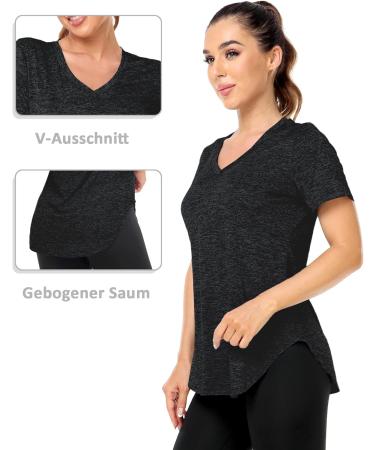 Deaviya Women's Sport T-Shirt - V-Neck Fitness Shirt for Gym Yoga & Workout - Black & Gray XL - Buy Online on GoSupps.com