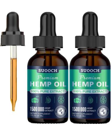Hemp Oil Organic Premium - Maximum Strength 100% Natural Drops Hemp Oil Tincture for Humans 2 Pack 1 Fl Oz (Pack of 2)