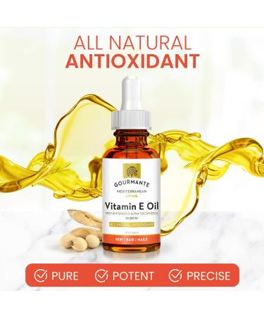 Natural Vitamin E Oil for Skin Hair & Nails | Premium Non-GMO 28 500 IU D-Alpha Tocopherol - 1 Fl Oz - Buy Online on GoSupps.com