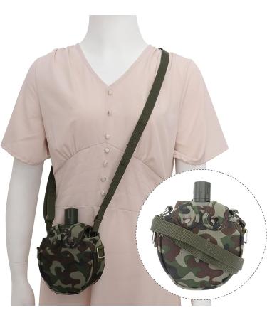 Angoily Stainless Steel Military Canteen with Compass - Compact Outdoor Hiking Kettle Cover - 17x13cm, Green - Buy Online on GoSupps.com