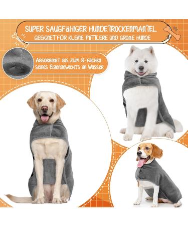 Jostift Microfiber Dog Bathrobe - Absorbent Bathing Towel for All Dog Sizes | Adjustable Straps for Comfort - Gray Medium - Buy Online on GoSupps.com