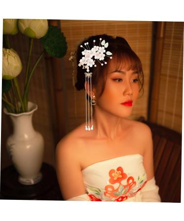 FRCOLOR 1 Pair Antique Hairpin Headdress Hair Charms Flower Hair Clips Prom Hair Accessories Hair Bows Hair Pin Wedding Hair Vintage Chinese Hair Clip Pearl Tiara Tassel Bride Walk Acrylic - Buy Online on GoSupps.com