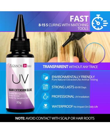 Buy Arison Hair UV Glue V Light Kit - Clear Glue & UV Lamp for Wig Extensions | Professional Hairdresser Tools - Buy Online on GoSupps.com
