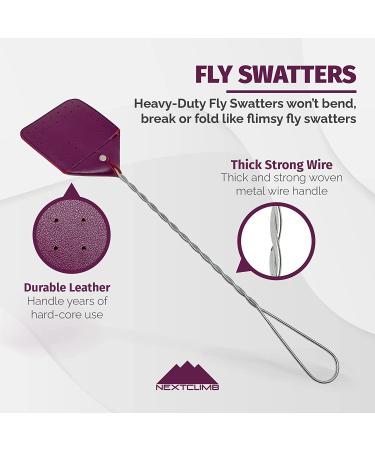 Heavy Duty Purple Leather Fly Swatter 21 (3-Pack) - Thicker Wire for Flies, Bugs, Mosquitos - Effective Fly Swatter - Buy Online on GoSupps.com