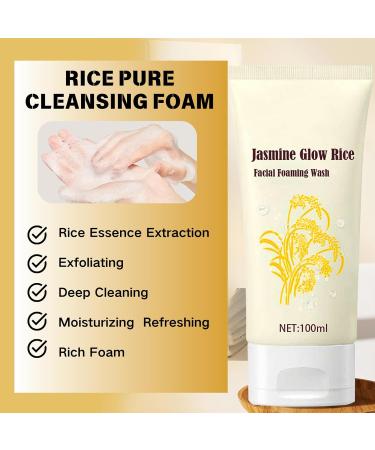 Jasmine Rice Face Wash Pore Foaming Cleanser Rice Water Bright Foaming Cleanser Gentle Foaming Hydrating Cleanser With Jasmine Rice Essence Facial Cleanser Exfoliating & Moisturizing - Buy Online on GoSupps.com