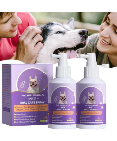 Pet Clean Teeth Cleaning Spray for Dogs & Cats Dog Mouth Spray Targets Tartar & Plaque Eliminate Bad Breath Without Brushing (2pcs)