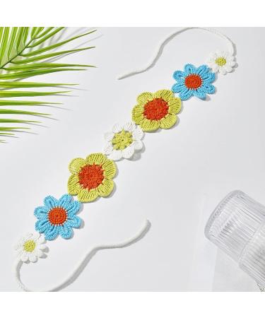 amangul Ethnic Crochet Headband Bohemian Bandanas Headpiece Knitting Flower Tiaras Wide Hairband Women Gypsy Fashion Accessory - Buy Online on GoSupps.com
