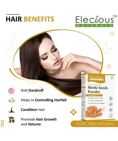 Elecious Methi Seed Powder for Hair Growth - 100% Natural Fenugreek Powder Chemical Free No Additives 200g - Buy Online on GoSupps.com