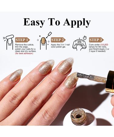 Imtiti Glitter Gel Nail Polish - 0.5 Fl Oz Champagne Gold 3-in-1 Kit for Salon-Quality Manicures - Buy Online on GoSupps.com