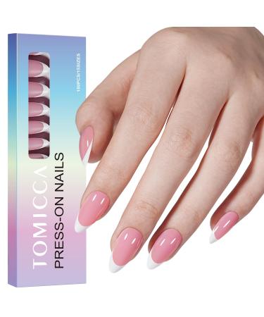 Tomicca French press on nails 180 pieces of almond nail tips 3 in 1 nail tips pre-colored full cover and preformed full base coat nail tips for nail art nail extensions in 15 sizes rose almond rose - Buy Online on GoSupps.com