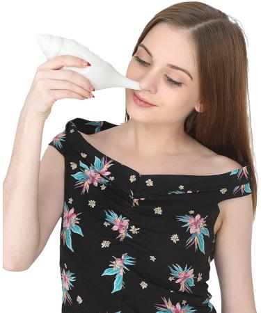 Qimacplus Leak Proof Durable Ceramic Neti Pot Non-Metallic and Comfortable Grip Microwave and Dishwasher Friendly Natural Treatment and Congestion Attractive Designed 1 Count (Pack of 1) White - Buy Online on GoSupps.com