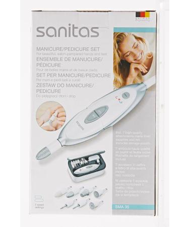 Sanitas SMA 35 Electric Manicure/Pedicure Set - 7 Nail Care Attachments - White/Silver | International Shipping Available - Buy Online on GoSupps.com