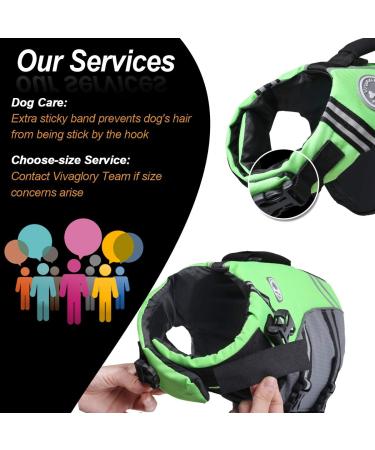 Vivaglory Sports Style Dog Life Jacket - Durable Adjustable Neon Green for Medium Dogs (56-64 cm Chest) - Excellent Buoyancy & Safe Fastening System - Buy Online on GoSupps.com