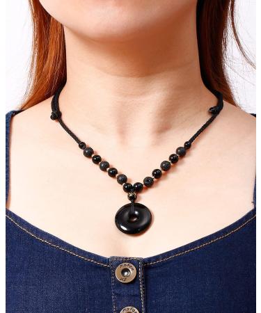 Feng Shui Black Obsidian & Lava Rock Necklaces - Essential Oil Diffuser for Men & Women | Protection Amulets & Power Gemstones - Buy Online on GoSupps.com