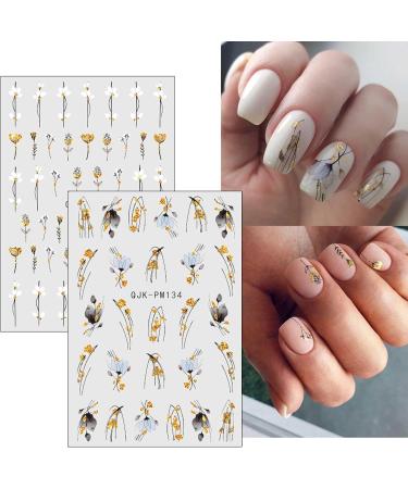 JMEOWIO 10 Sheets Glitter Spring Flower Nail Art Stickers Decals Self-Adhesive Colorful Summer Floral Nail Supplies Nail Art Design Decoration Accessories - Buy Online on GoSupps.com