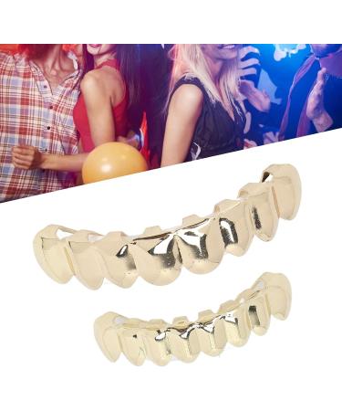Halloween Teeth Hip Hop Teeth Brace Golden False Teeth Decoration Alloy Plated Glossy Unisex Halloween Dentures Cosplay Dress Up Horror Props Pretend Play Ornaments for Festival Party - Buy Online on GoSupps.com