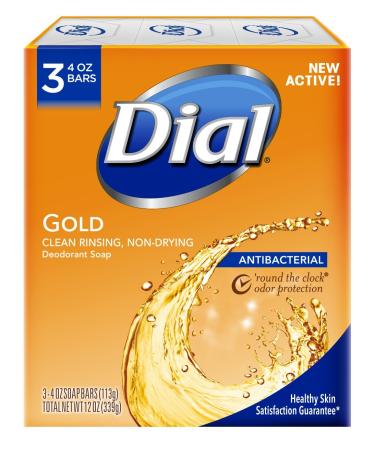 Dial Antibacterial Deodorant Bar Soap  Advanced Clean  Gold  4 oz  3 Bars