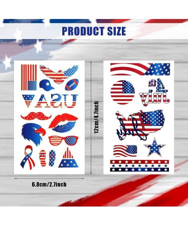 60 Sheets 4th of July Glow in the Dark Patriotic Temporary Tattoos with American Flag Design - Buy Online on GoSupps.com