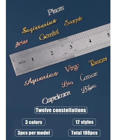 108Pcs Zodiac Word Message Nail Charms Set - Halloween Rhinestones for Jewelry Making - Buy Online on GoSupps.com