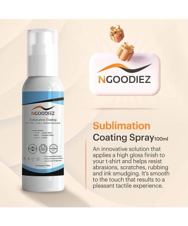 NGOODIEZ Sublimation Coating Spray | All Fabric Including 100% Cotton & Polyester | T-shirts & Canva | Quick Dry Formula | High Gloss Finish | Super Adhesion | 100ml - 3.38 Fl Oz | 1 Step Process | Pack of 1 - Buy Online on GoSupps.com