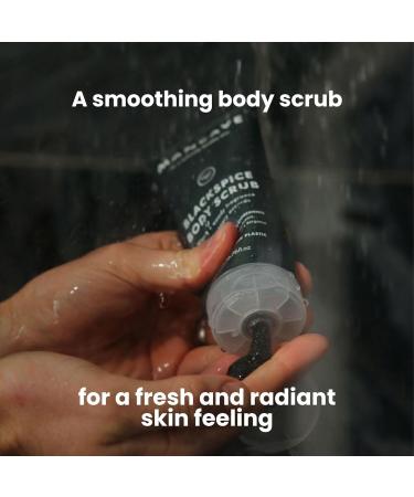 ManCave Blackspice Body Scrub 200ml for Men | Exfoliating Scrub with Pumice and Charcoal Powder | Vegan Friendly | Made in England | Warm & Woody Aroma - Buy Online on GoSupps.com
