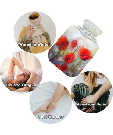 NAANLE 2L Hot Water Bottle with Lid - Transparent Poppy Seed Flower Design for Menstrual Cramps Pain Relief & Heat Therapy - Buy Online on GoSupps.com