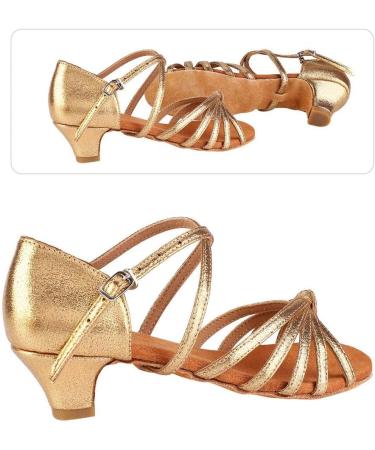Comfortable Gold Latino Dance Shoes for Girls - PU Soft 4cm Heel Size 35 EU | International Shipping Available - Buy Online on GoSupps.com
