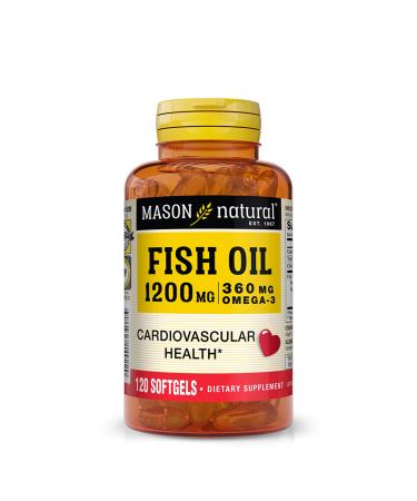 MASON NATURAL Fish Oil 1 200 mg Omega-3 360 mg - Healthy Heart Supports Circulatory Function Improved Cardiovascular Health 120 Softgels
