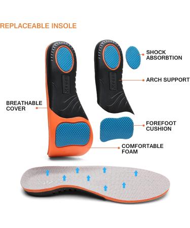 URRAX Men's Orthopedic Arch Support Leather Shoes - Plantar Fasciitis Relief | Comfortable Walking Sneakers for Heel Pain - 11W, Grey/Green - Buy Online on GoSupps.com