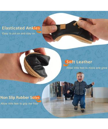 Baby First Walking Shoes | Boy Girl PU Leather Sneakers | Non-Slip Rubber Soles | 0-18 Months | Black - Buy Online on GoSupps.com