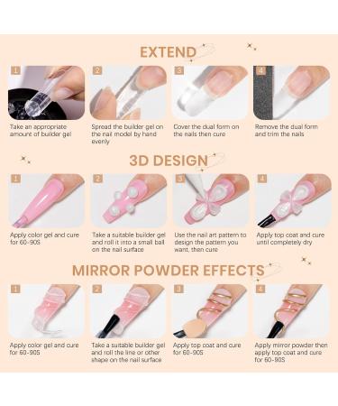  SUPWEE 3D Nail Art Gel Clear Pearl Pink Non Adhesive Nail Art with Chrome Powder and Silicone Brush Sculpting Nail Art for Patterns Embossing Hard Mnicure 14g - Buy Online on GoSupps.com