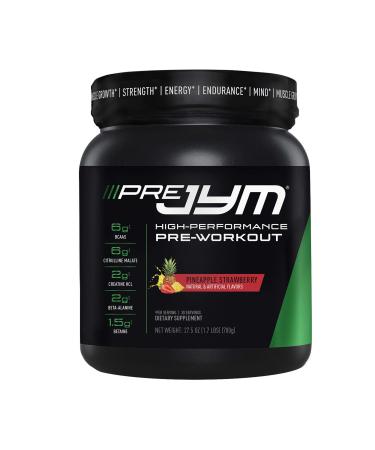 Pre JYM Pineapple Strawberry Pre Workout Powder - BCAAs, Creatine HCI, Citrulline Malate, Beta-Alanine, Betaine, and More | JYM Supplement Science | 30 Servings 30 Servings (Pack of 1) Pineapple Strawberry