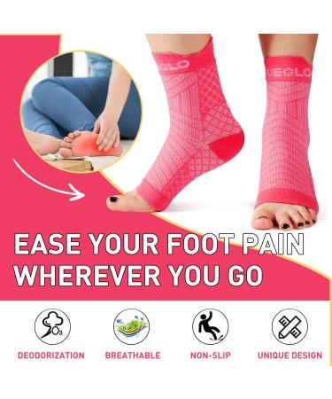 Hueglo 4 Pair Orthopedic Compression Socks - Ankle Bandage for Neuropathy Arthritis & Plantar Fasciitis - Sports Support & Pain Relief - Pink M - Buy Online on GoSupps.com