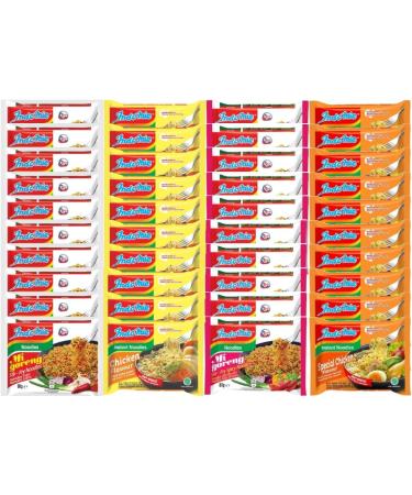 CNMART Indomie Noodles Mixed 4 Flavours HALAL 40 Packs Case (Mi Goreng Stir Fry Spicy Chicken Special Chicken) - Buy Online on GoSupps.com