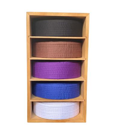 Brazilian Jiu Jitsu Belt Display | Pine Belt Box | BJJ Belt Rack for 5 Belts | from White to Black Belt Hanger | Martial Arts Belt Holder Case | Gifts for Jiu Jitsu Practitioners | OSS