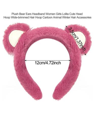 Wittocs Rose Red Bear Ears Headband for Women and Girls - Cute Fashion Plush Ear Headwear for Makeup and Face Washing - Perfect for New Year, Christmas, Valentine's Day - Buy Online on GoSupps.com