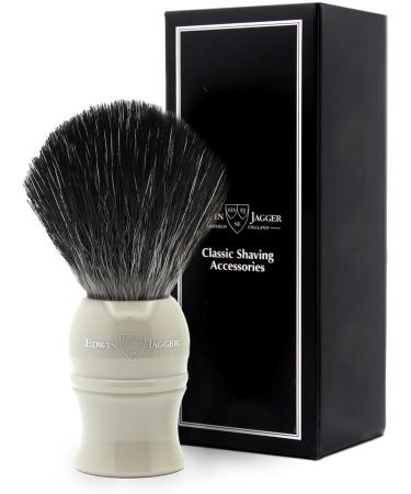 Edwin Jagger Classic Black Synthetic Fibre Eco-Friendly Vegan Exfoliating Shaving Brush - Grey | For Men and Women - Buy Online on GoSupps.com