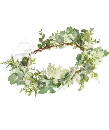 Green Baby Breath Bridal Flower Crown - Eucalyptus Wedding Halo Headpiece - Buy Online on GoSupps.com