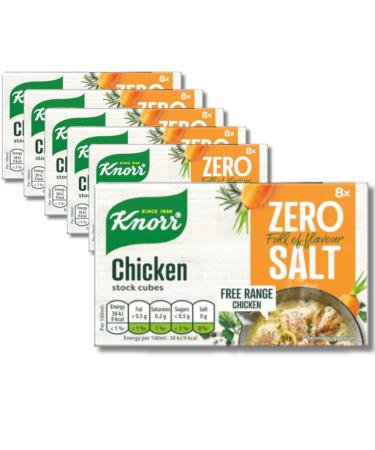 Zero Salt Knorr Stock Cubes Chicken Flavor - Mega Pack of 6 Boxes 8x9g Each Ultimate Chicken Stock & Cubes Culinary Experience Chicken 6 PACK
