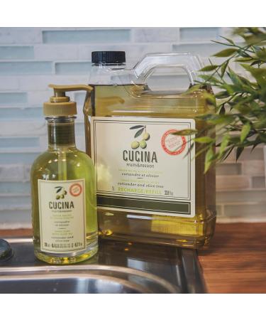 Cucina Fruits & Passion Coriander and Olive Tree Hand Soap Set 6.7 fl oz Glass Bottle and 33.8 fl oz Refill Made in Canada - Buy Online on GoSupps.com