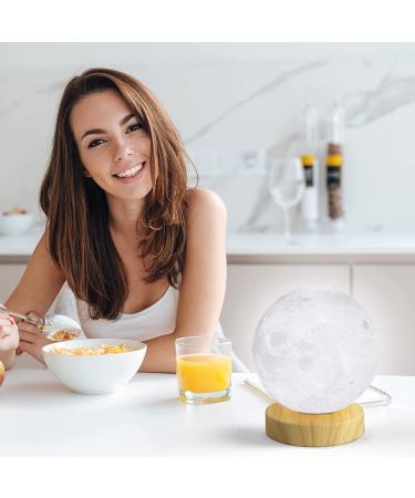 3D Printed Moon Desk Lamp | 10000 LUX Mood Light Therapy | Remote Control, 4 Brightness Levels, Timer | Sunlight Lamp with 3 Color Temperatures | Wood Base | Ideal for Office or Bedside - Buy Online on GoSupps.com