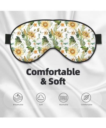 Adjustable Watercolor Sunflowers Sleep Mask | Soft Double-Sided Eye Mask for Comfortable Sleep & Reduced Eye Edema - Buy Online on GoSupps.com