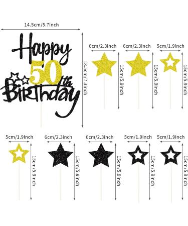 50th Birthday Cake Topper | Glittery Party Decoration for 50th Celebration | Happy 50 Birthday Tortendeko - Buy Online on GoSupps.com