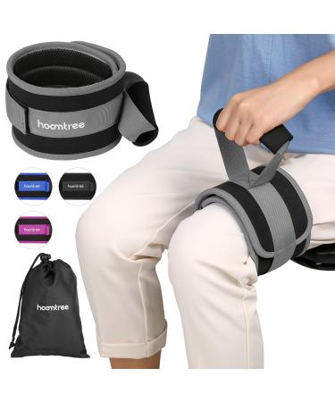 Hoomtree Leg Lifter Strap for Limited Mobility Thigh Lifter Strap with Padded Grip and Loop Improve Range of Motion Knee Hip Surgery Recovery Aids for Disabled Get in and Out of Bed Car Wheelchair 1 pack Gray