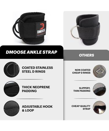 Rust Resistant Black D-Ring Ankle Strap for Cable Machine - Gym Ankle Cuff for Glute Workouts and Leg Exercises - Men & Women - Buy Online on GoSupps.com