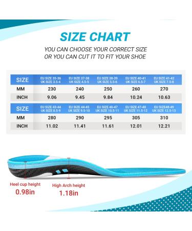 VALSOLE Plantar Fasciitis Insoles | Arch Support Orthotic Insoles for Men and Women | Relief for Flat Feet, Metatarsalgia, Overpronation, Heel Pain | Long-lasting Comfort for Work | UK-13-31cm Blue - Buy Online on GoSupps.com