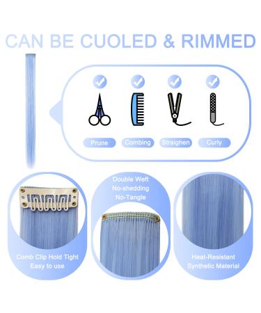 MQY Color 9PCs 21 Hair Accessories | Clip-in Colored Hair Extensions for Girls & Women - Haze Blue Highlights - Buy Online on GoSupps.com