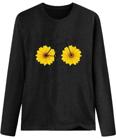 tsaChick Women's Oversized Sunflower Sweatshirt - Clearance Sale | S-XXL | Black | Crew Neck Knit | Autumn Winter Fashion - Buy Online on GoSupps.com