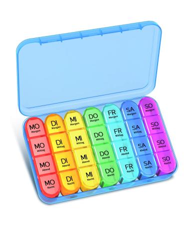 Tablet box 7 days in the evening in the evening at night freely pillendose 7 days 4 compartments medication box 7 days pill box large tablets weekly box pill box 7 days 4 compartments (blue) - Buy Online on GoSupps.com
