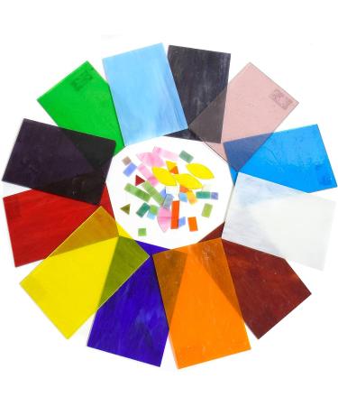 NUODITOS 12 Sheets Mixed Transparent Stained Glass 4X6 - Cathedral Art Mosaic Tiles for Crafts - Buy Online on GoSupps.com